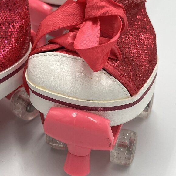 Build a Bear BAB Lot Pink Sparkle Glitter High Top Sneakers Shoes Roller Skates - Picture 13 of 15
